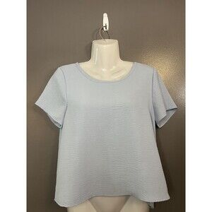 2 Saints Shirt Womens Small Light Blue Textured Short Sleeve High Low Top Casual